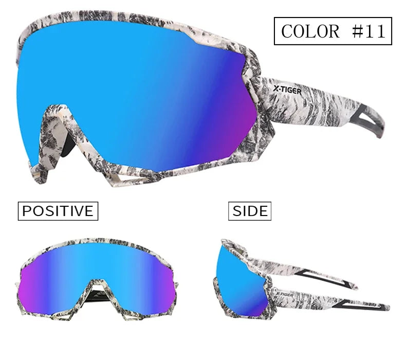 X-TIGER Bike Polarized Sports Sunglasses with 5 Interchangeable Lenses for Mens Womens Baseball Running Fishing Cycling Eyewear