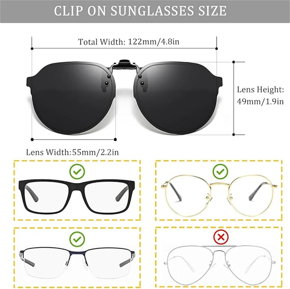 VIVIBEE Men Polarized Lens Flip Up Clip on Sunglasses Women Big Size Driving Sun Glasses with Clips 2024 Trending Product
